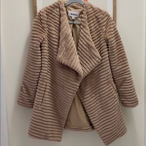 Stroke Of Luxe Light Tan Faux Fur Coat